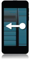 Illustration of a directional arrow moving to the left from the right side of the device. 